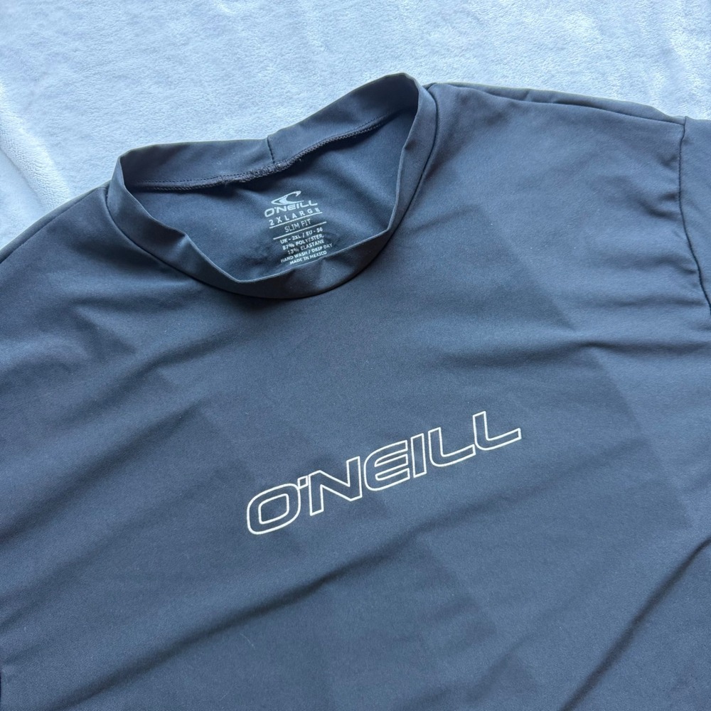 O'Neill Rash Guard Mens 2XL Black Basic Skins Slim Fit Long Sleeve UPF 50+ Surf